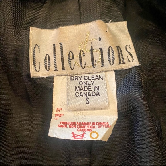 Vintage 80s JS Collections Black Velvet Long Opera Coat Jacket Duster Sz Small - Picture 7 of 9